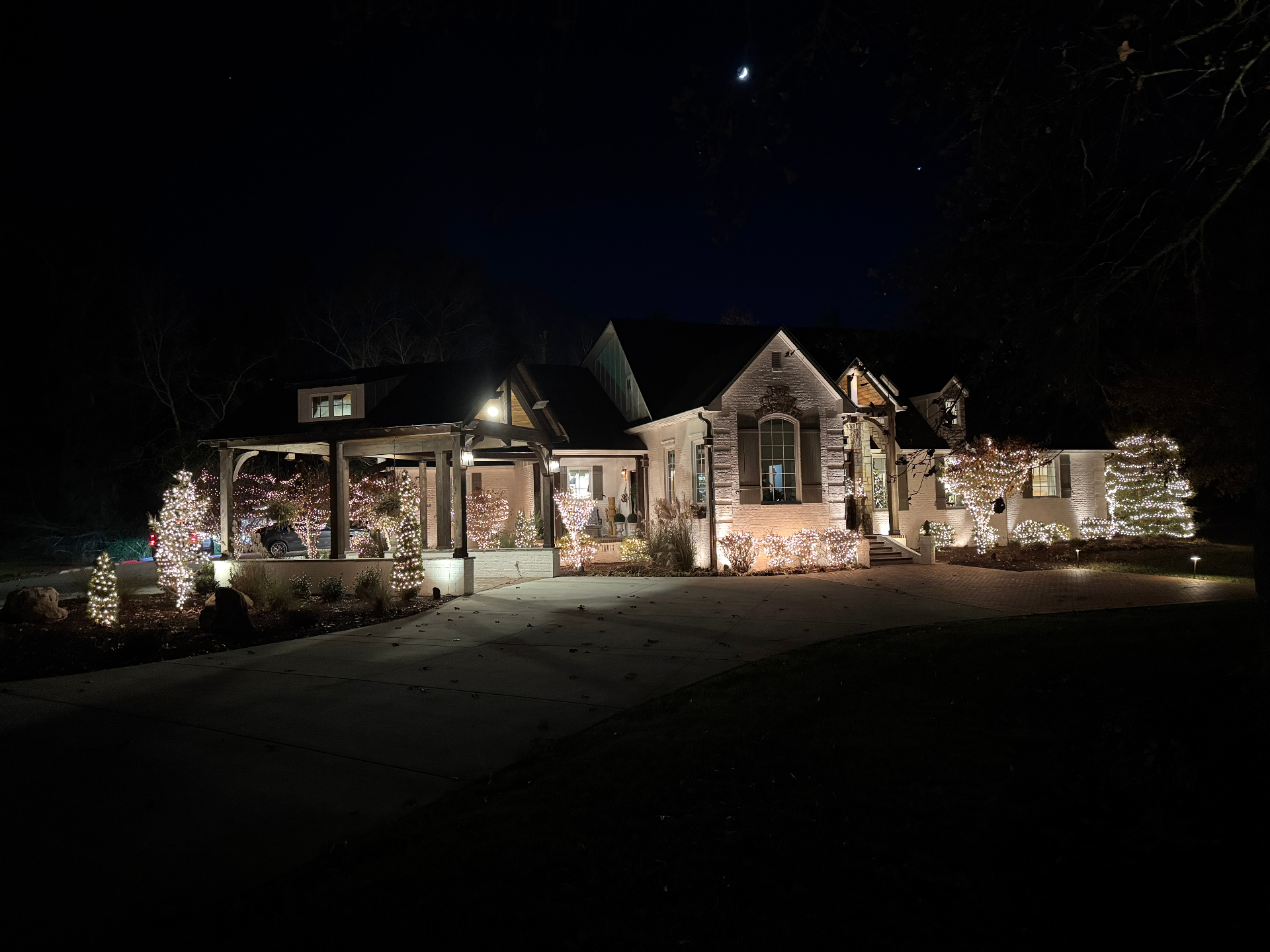 Edwards home warm white lights, wide view