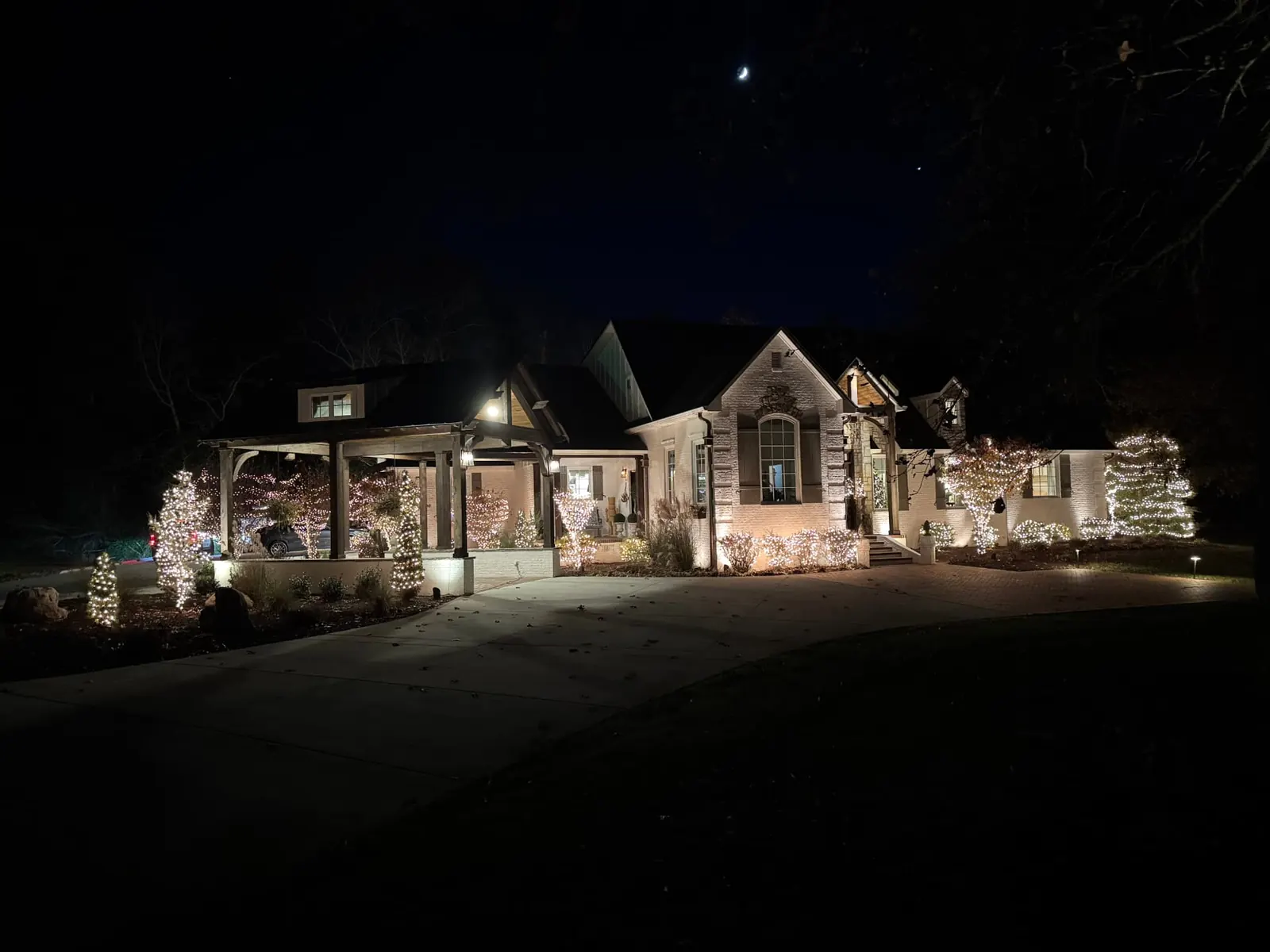 Edwards home warm white lights, wide view